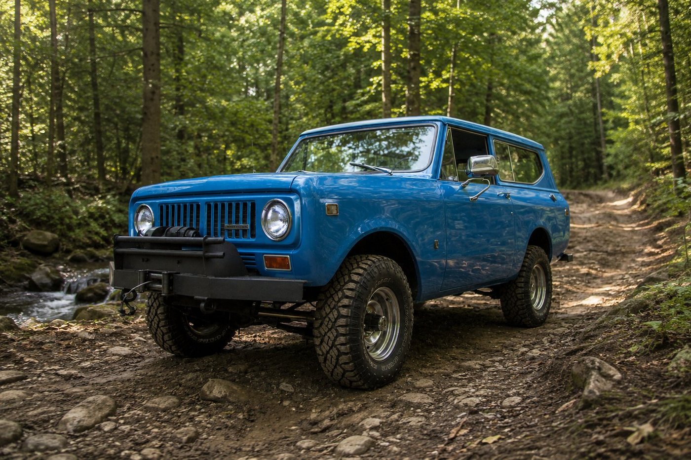 Blue Scout build on a forest trail